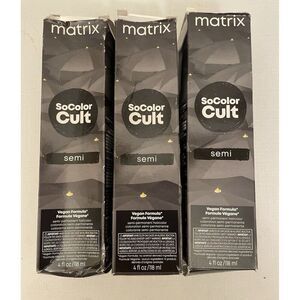 (3) Lot NEW MATRIX SOCOLOR CULT Semi Permanent Black Vegan Hair Dye 4OZ